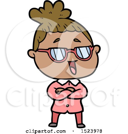 Cartoon Happy Woman Wearing Spectacles by lineartestpilot
