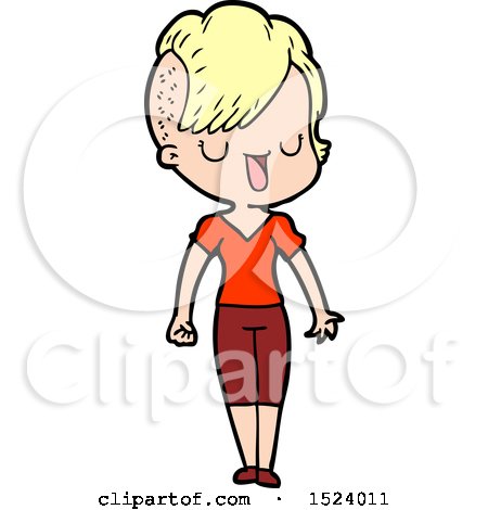 Cute Cartoon Girl with Hipster Haircut by lineartestpilot