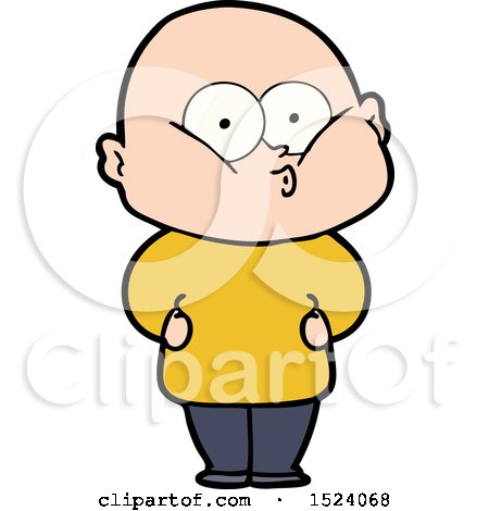 Cartoon Bald Man Staring by lineartestpilot