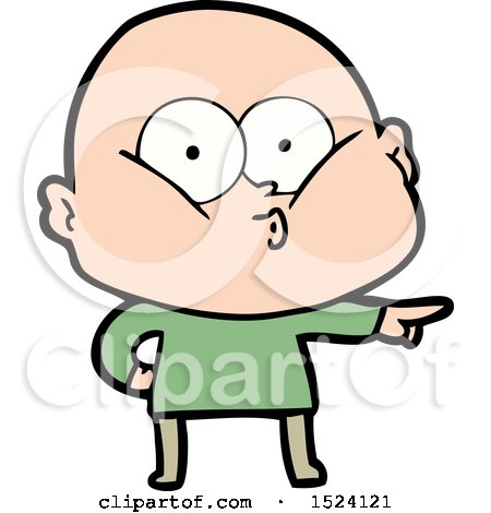 Cartoon Bald Man Staring by lineartestpilot