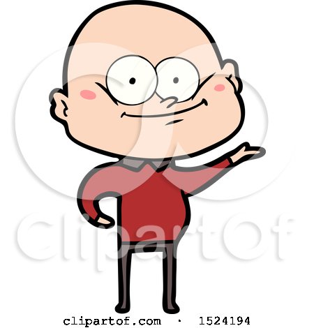 Cartoon Bald Man Staring by lineartestpilot