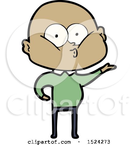 Cartoon Bald Man Staring by lineartestpilot