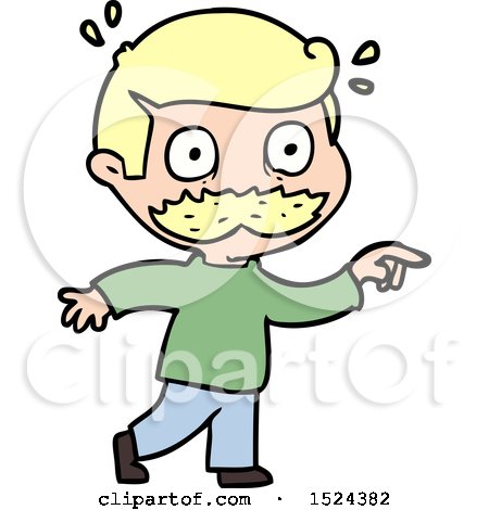 Cartoon Man with Mustache Shocked by lineartestpilot
