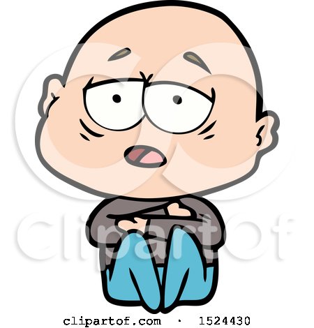 Cartoon Tired Bald Man by lineartestpilot