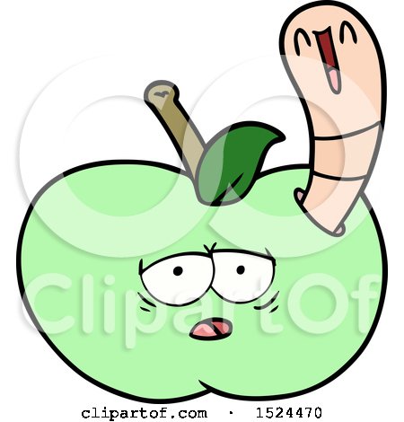 Cartoon Worm in Apple by lineartestpilot