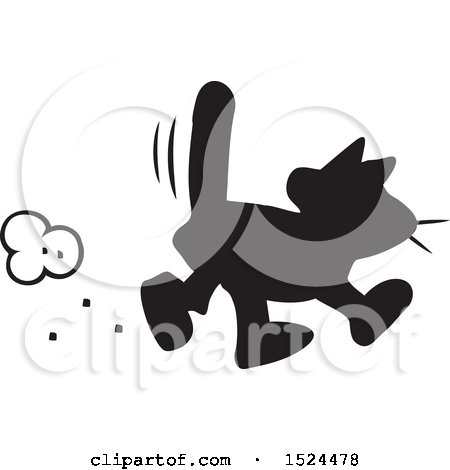 Clipart of a Black Cat Walking, Superstitions - Royalty Free Vector Illustration by Johnny Sajem