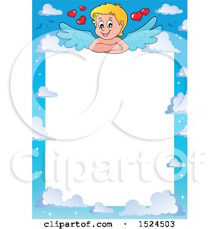 Clipart of a Valentines Day Cupid Border - Royalty Free Vector Illustration by visekart