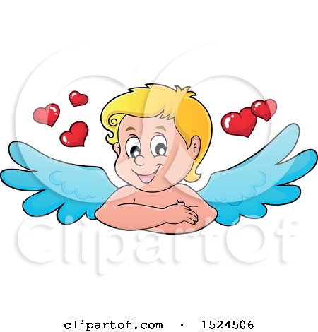 Clipart of a Valentines Day Cupid with Hearts - Royalty Free Vector Illustration by visekart