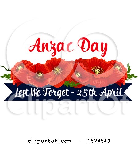 Clipart of a Red Poppy Flower Anzac Day Design - Royalty Free Vector Illustration by Vector Tradition SM