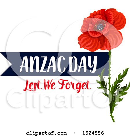 Clipart of a Red Poppy Flower Anzac Day Design - Royalty Free Vector ...