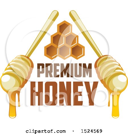 Clipart of Honey Dippers and Honeycombs with Text - Royalty Free Vector Illustration by Vector Tradition SM