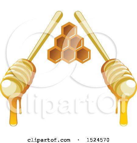 Clipart of Honey Dippers and Honeycombs - Royalty Free Vector Illustration by Vector Tradition SM