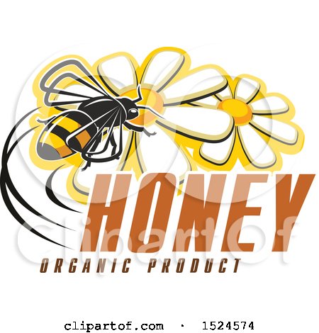 Clipart of a Bee with Honey and Organic Product Text - Royalty Free Vector Illustration by Vector Tradition SM