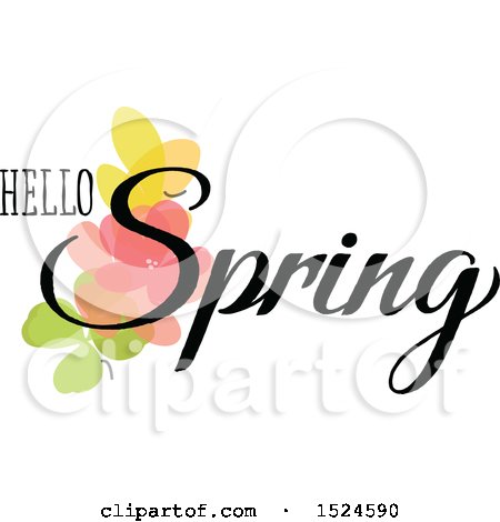 Clipart of a Hello Spring Design with Flowers - Royalty Free Vector Illustration by elena