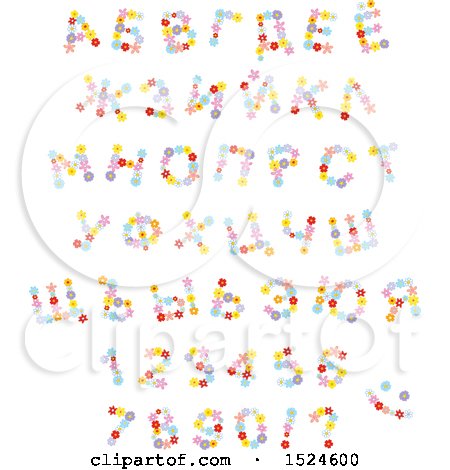 Clipart of Colorful Flower Letters and Numbers - Royalty Free Vector Illustration by Alex Bannykh