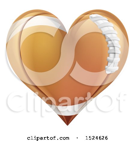 Clipart of a Brown American Football Heart - Royalty Free Vector Illustration by AtStockIllustration