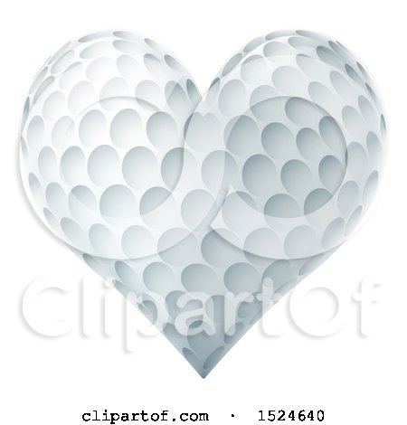 Clipart of a Heart Shaped Golf Ball - Royalty Free Vector Illustration by AtStockIllustration