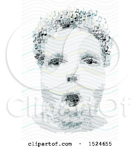 Clipart of a Surprised Mans Face Made of Text Type - Royalty Free Vector Illustration by NL shop