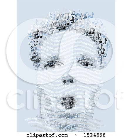 Clipart of a Surprised Mans Face Made of Text Type - Royalty Free Vector Illustration by NL shop
