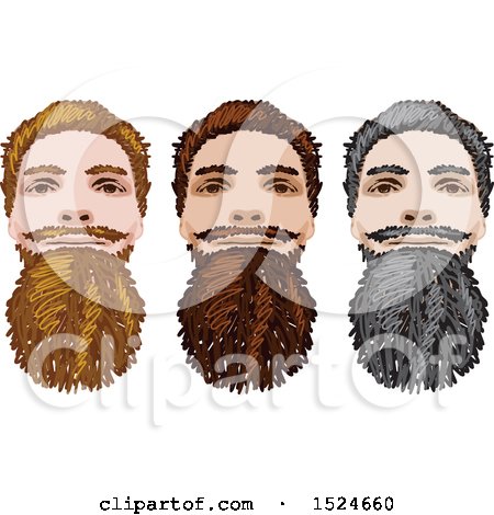Clipart of Male Faces Gray, Blond and Brunette Beards - Royalty Free Vector Illustration by NL shop