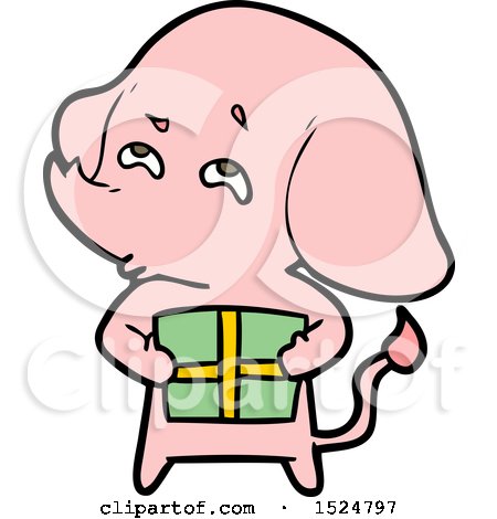 Cartoon Elephant with Gift Remembering by lineartestpilot