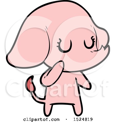 Cute Cartoon Elephant Blushing Pink by lineartestpilot