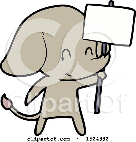 Cute Cartoon Elephant with Sign by lineartestpilot