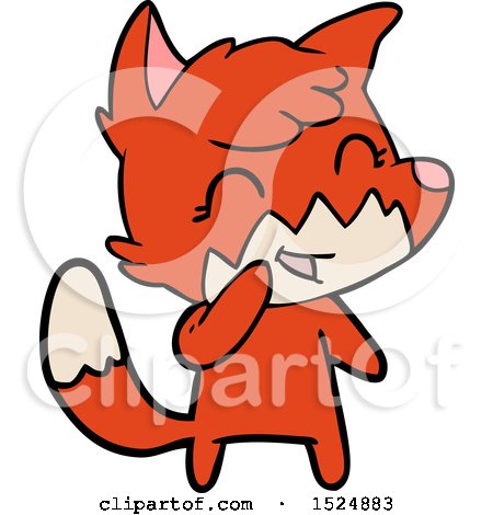 Clipart Of A Cartoon Happy Fox Giggling - Royalty Free Vector Illustration by lineartestpilot