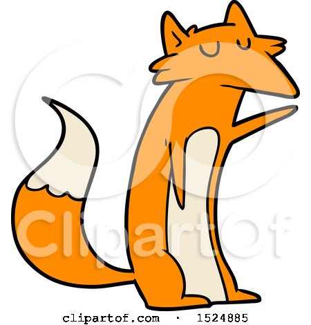 Clipart Of A Cartoon Fox Pointing - Royalty Free Vector Illustration by lineartestpilot