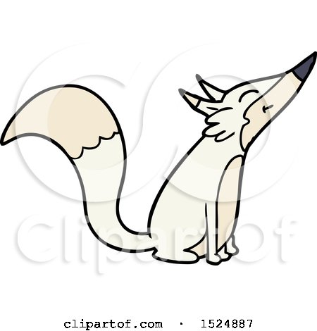 Clipart Of A Cartoon Arctic Fox Sniffing - Royalty Free Vector Illustration by lineartestpilot