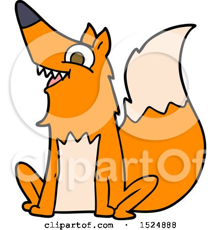 Clipart Of A Cartoon Happy Fox Sitting - Royalty Free Vector Illustration by lineartestpilot