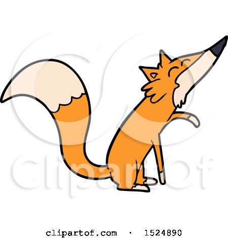 Clipart Of A Cartoon Orange Fox Sniffing - Royalty Free Vector Illustration by lineartestpilot