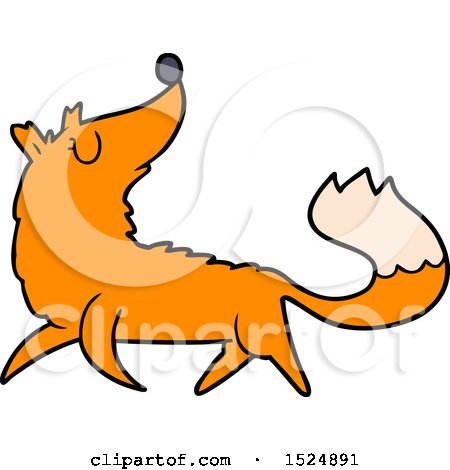 Clipart Of A Cartoon Fox Trotting - Royalty Free Vector Illustration by lineartestpilot