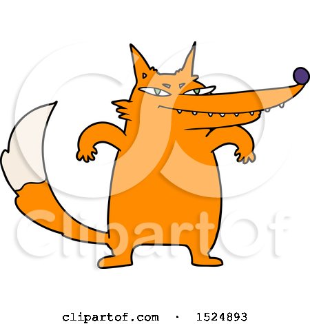 Clipart Of A Cartoon Tough Orange Fox - Royalty Free Vector Illustration by lineartestpilot