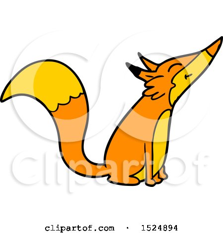 Clipart Of A Cartoon Happy Fox Sniffing - Royalty Free Vector Illustration by lineartestpilot