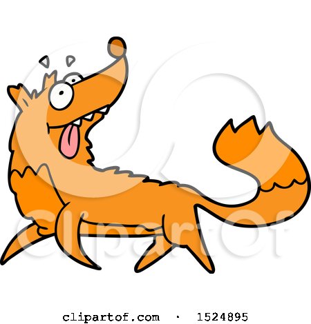 Clipart Of A Cartoon Goofy Fox Trotting - Royalty Free Vector Illustration by lineartestpilot