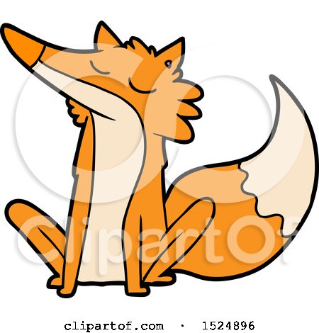 Clipart Of A Cartoon Fox Sitting - Royalty Free Vector Illustration by lineartestpilot