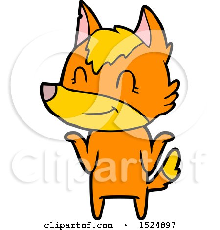 Clipart Of A Cartoon Fox Shrugging - Royalty Free Vector Illustration by lineartestpilot