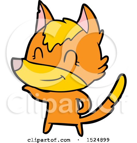 Clipart Of A Cartoon Happy Fox Presenting - Royalty Free Vector Illustration by lineartestpilot