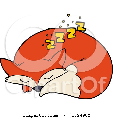 Clipart Of A Cartoon Fox Sleeping - Royalty Free Vector Illustration by lineartestpilot