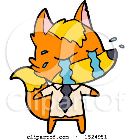 Cartoon Sad Little Business Fox by lineartestpilot