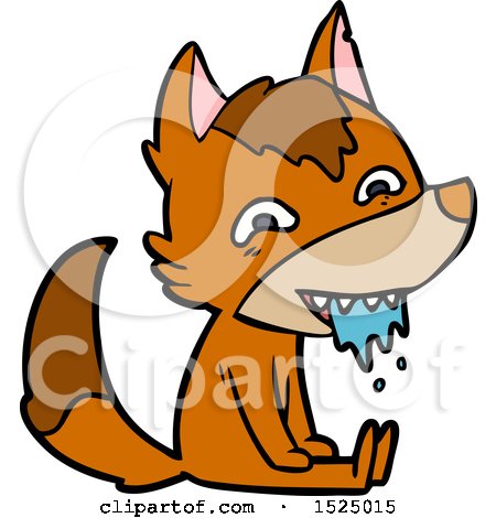 Cartoon Clipart of a Fox Drooling by lineartestpilot