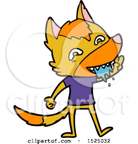 Cartoon Clipart of a Fox Drooling by lineartestpilot