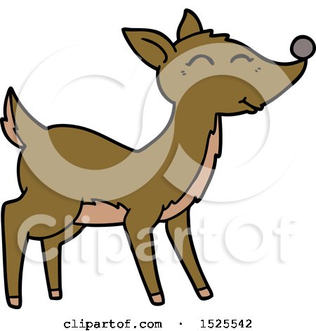 Cartoon Clipart Of a Happy Deer by lineartestpilot