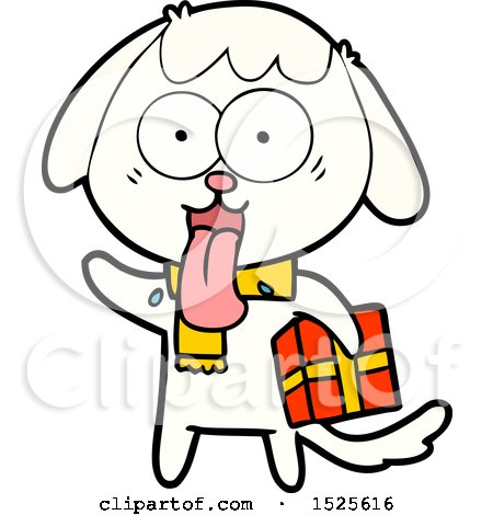 Cute Cartoon Dog with Christmas Present by lineartestpilot