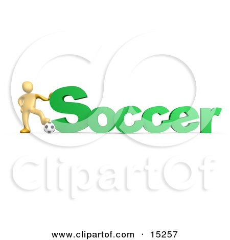 Golden Soccer Players Resting One Foot On A Soccer Ball And Resting A Hand On The Word Soccer Clipart Illustration Image by 3poD