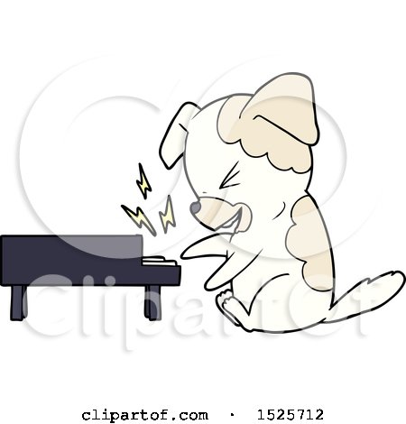 Cartoon Dog Rocking out on Piano by lineartestpilot