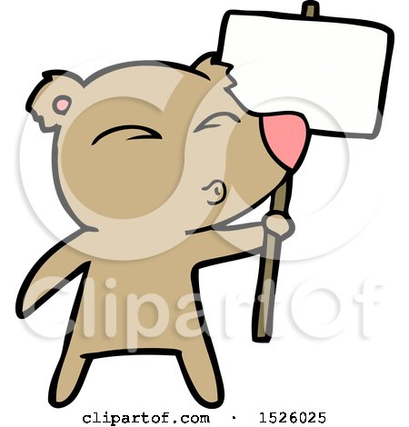 Cartoon Bear with Protest Sign by lineartestpilot