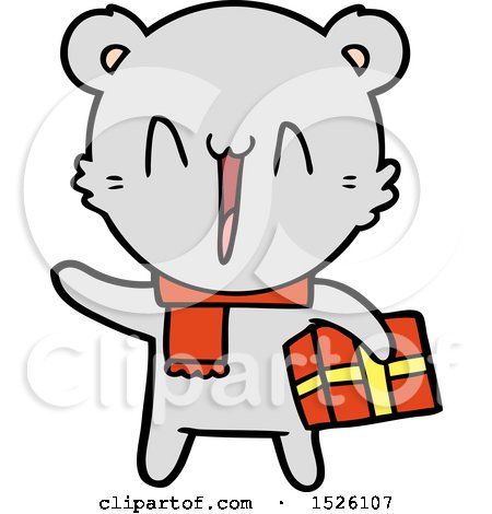 Cartoon Bear with Present by lineartestpilot