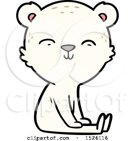 Happy Cartoon Polar Bear Sitting by lineartestpilot
